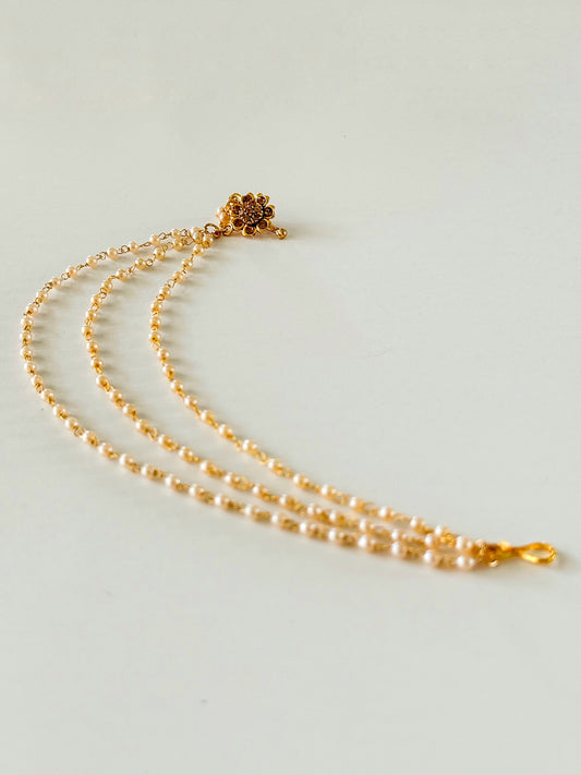 ‘Reya’ Clip On Nose Ring - 3 Layer Ear Chain