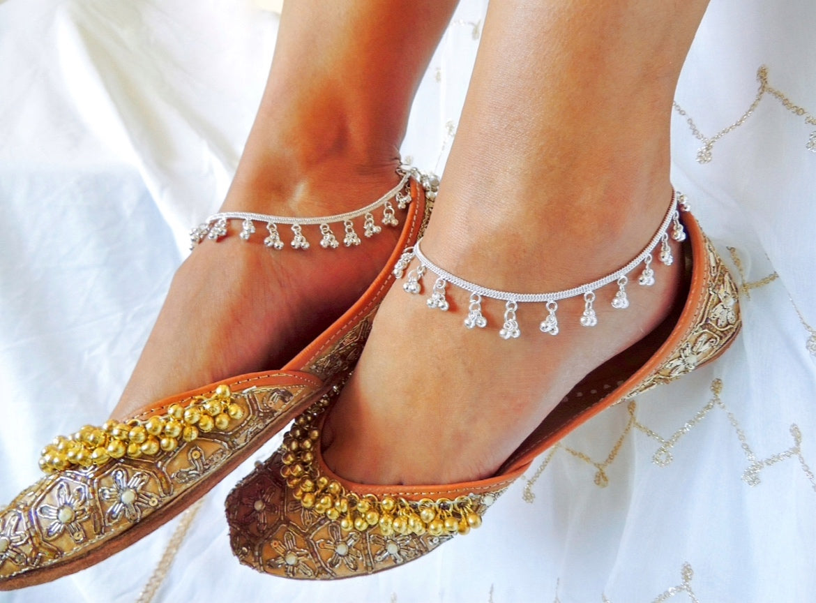 ‘Noor’ Silver Ghungroo Anklets