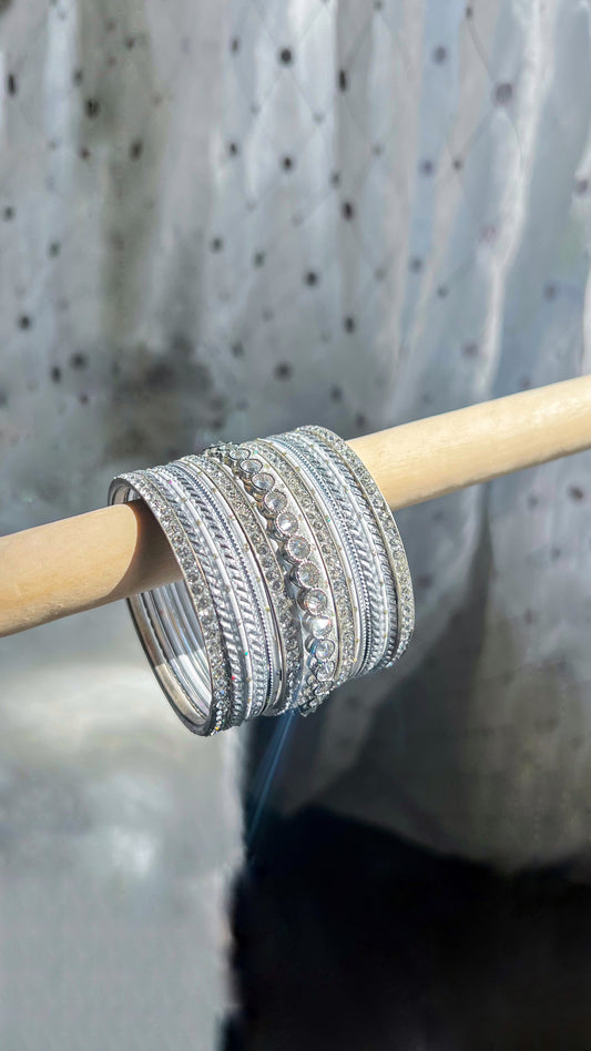 ‘Snow White’ Silver Bangle Stack