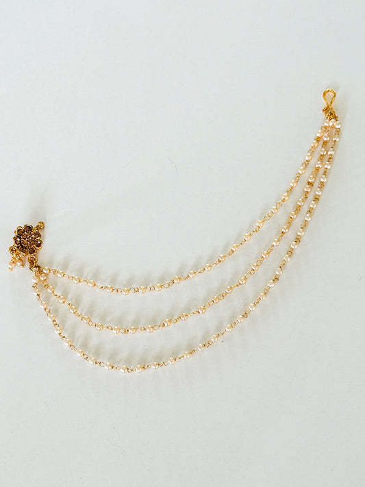 ‘Reya’ Clip On Nose Ring - 3 Layer Ear Chain