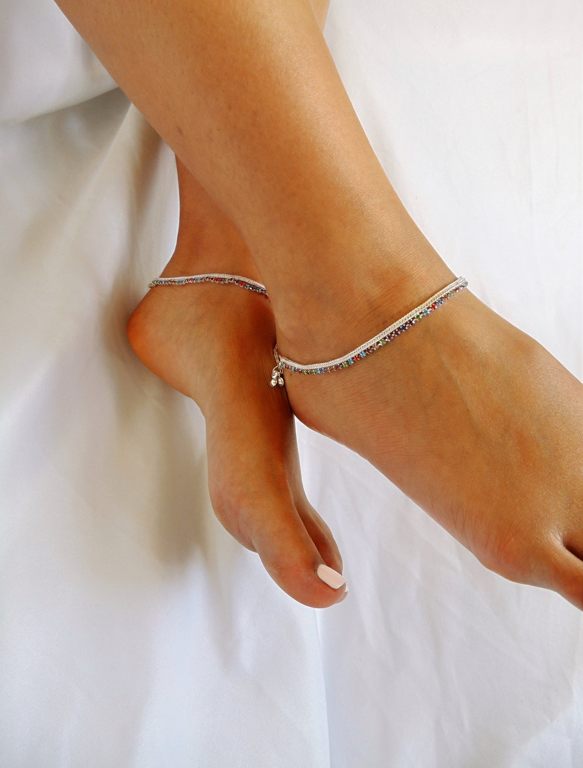‘Anokhi’ Silver and Multi Anklets