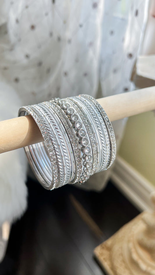 ‘Snow White’ Silver Bangle Stack