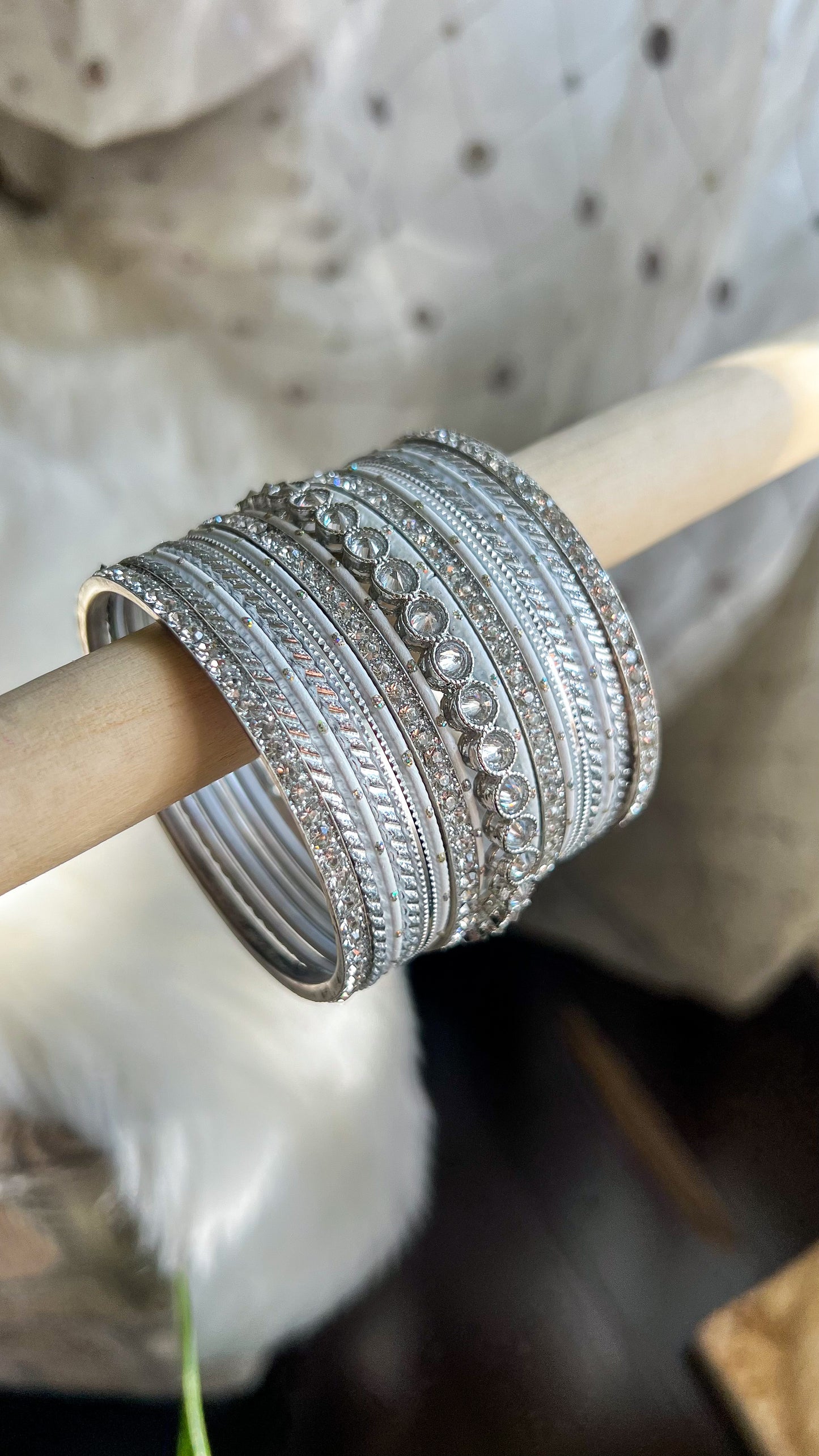 ‘Snow White’ Silver Bangle Stack