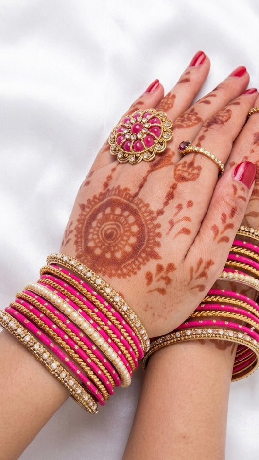 ‘Liliana’ Bangle Stack - Hot Pink
