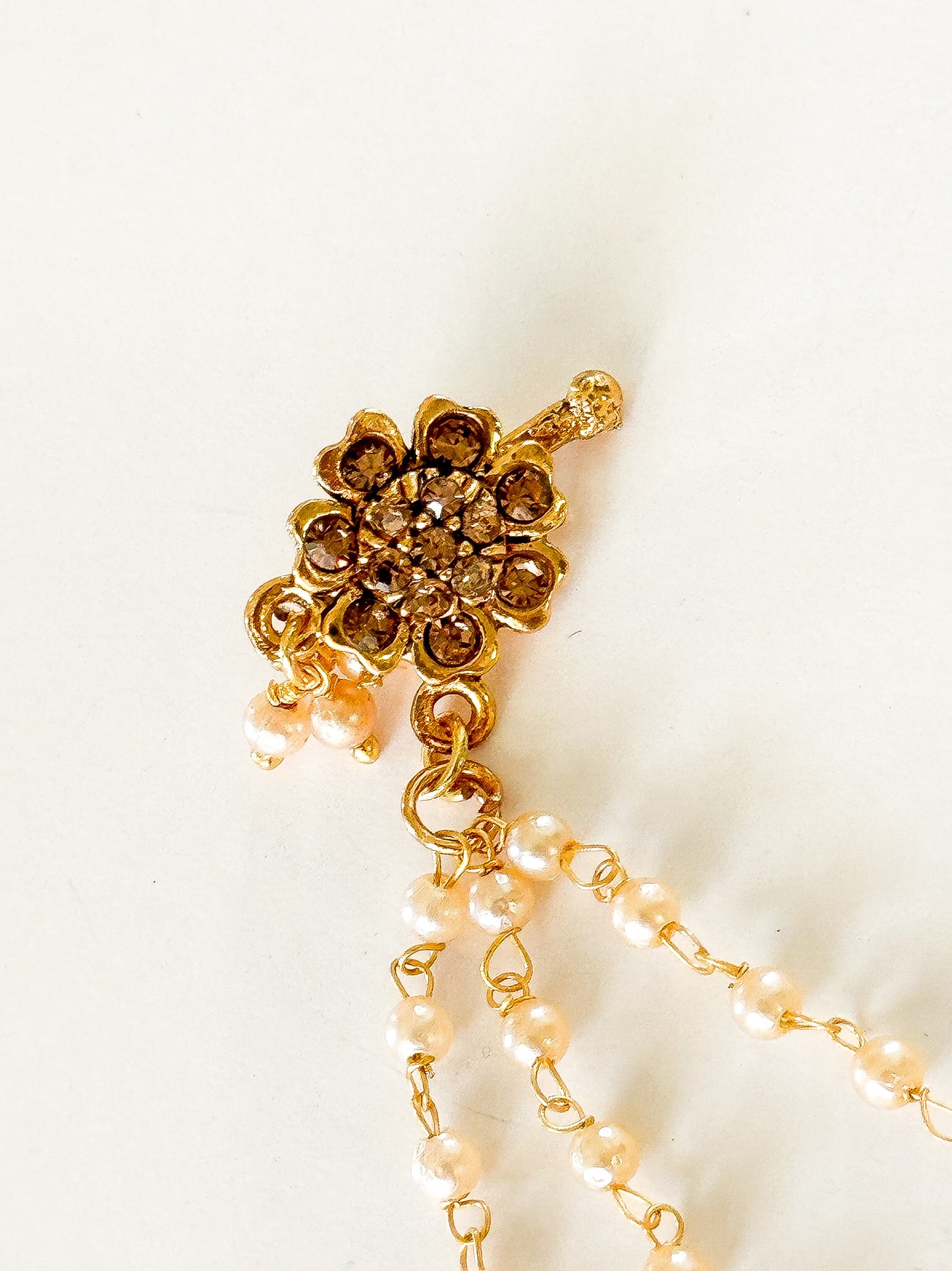 ‘Reya’ Clip On Nose Ring - 3 Layer Ear Chain