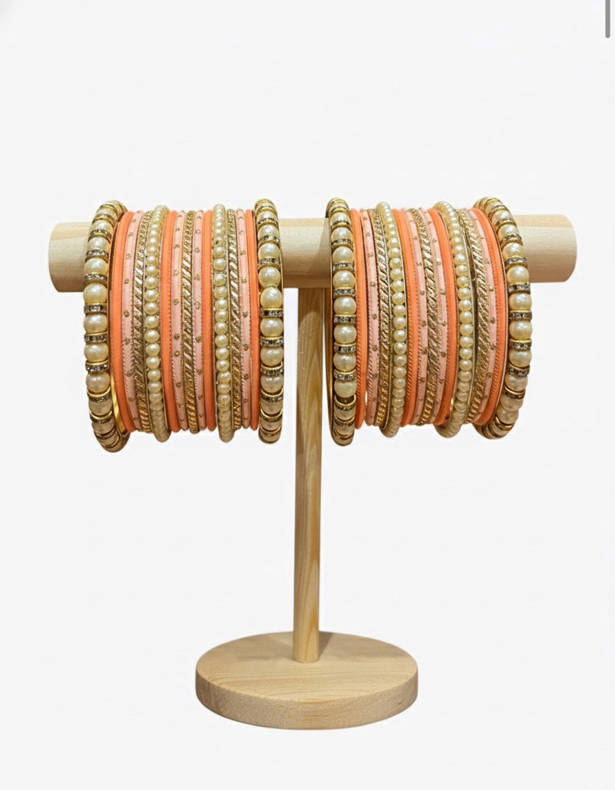 ‘Bole Chudiyan’ Peach Bangle Stack (price per hand)