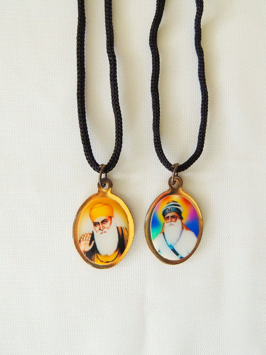 Guru Nanak Ji and Baba Deep Singh Ji Double Sided Necklace
