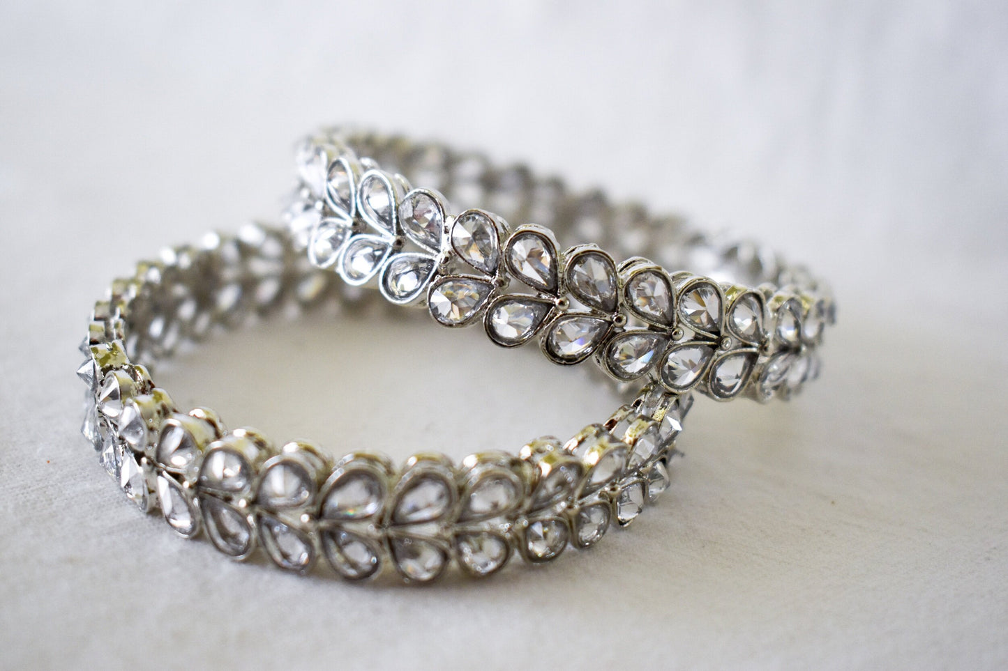 ‘Silver Leaf’ Polki Bangles