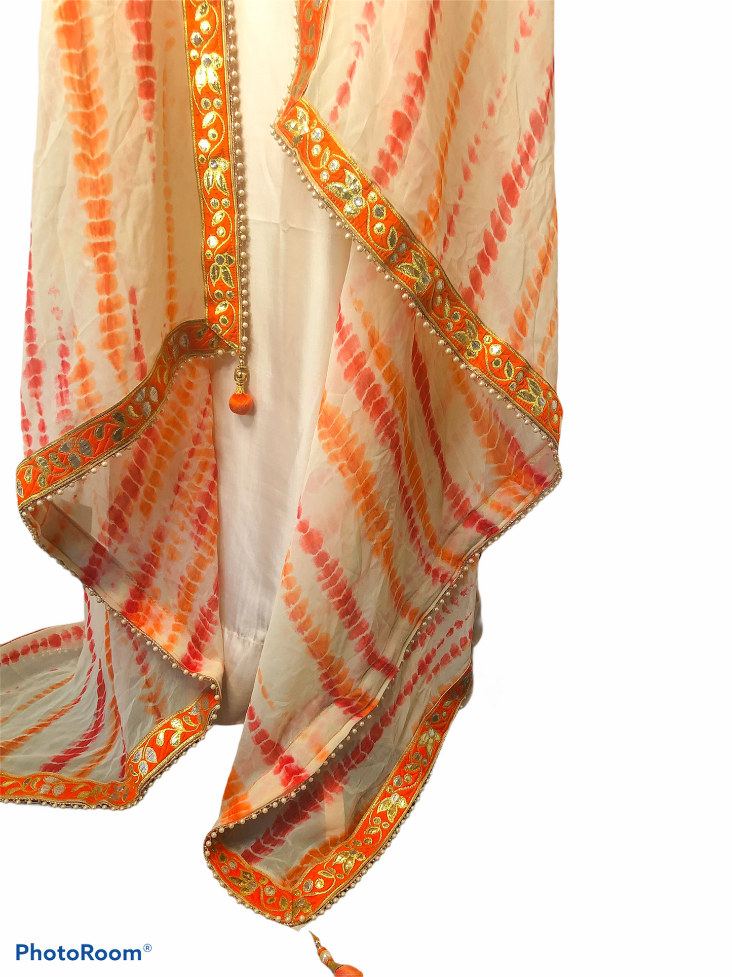 Orange and Pink Tie Dye Dupatta