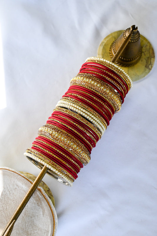 ‘Stargazing’ Bangle Set - Maroon