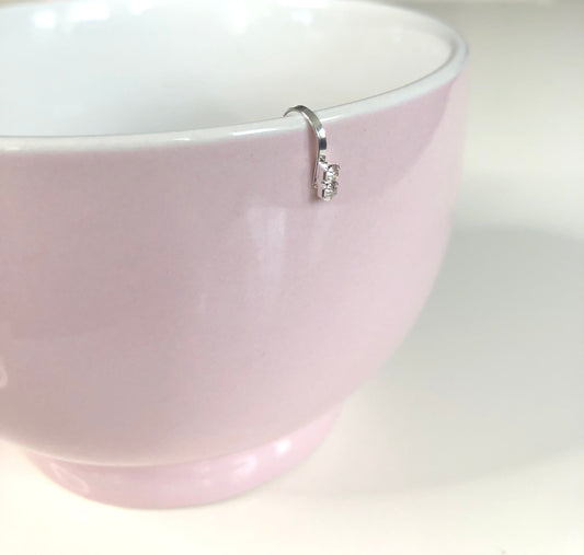 Silver Double Studded Clip-On Nath