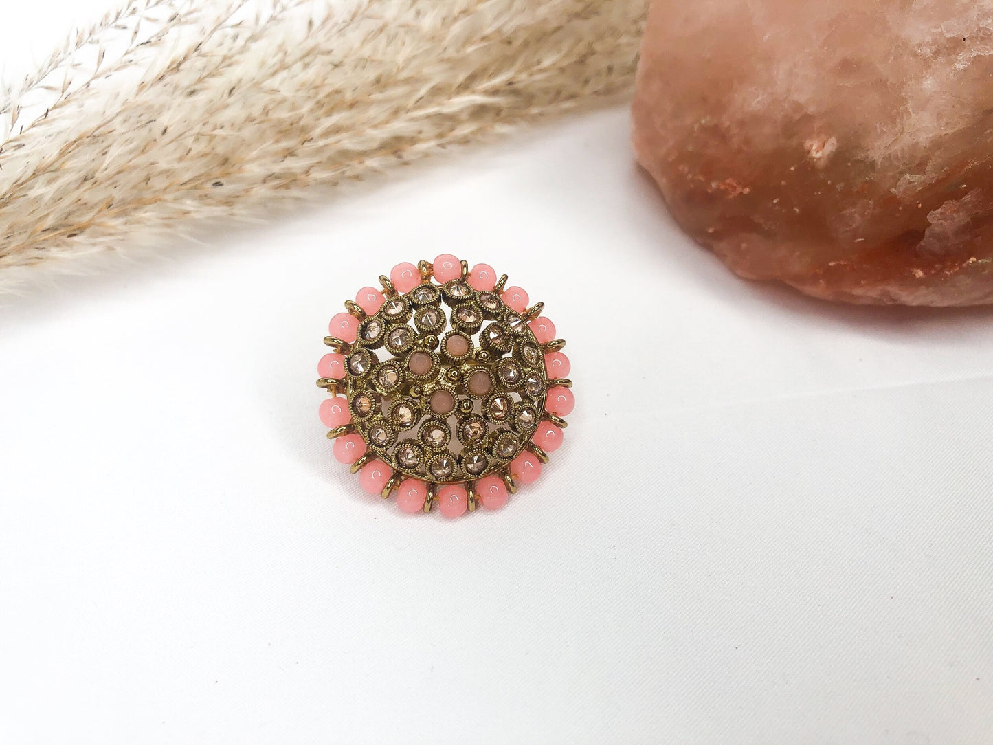 Dusty Rose Polki Ring