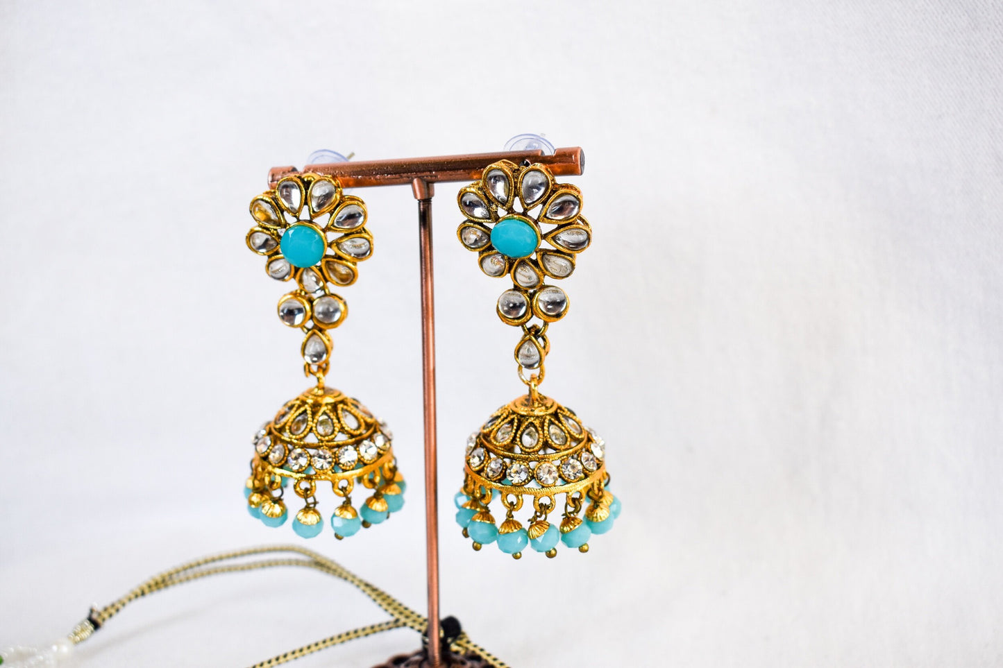 ‘Mahi’ Kundan Full Set - Sky Blue