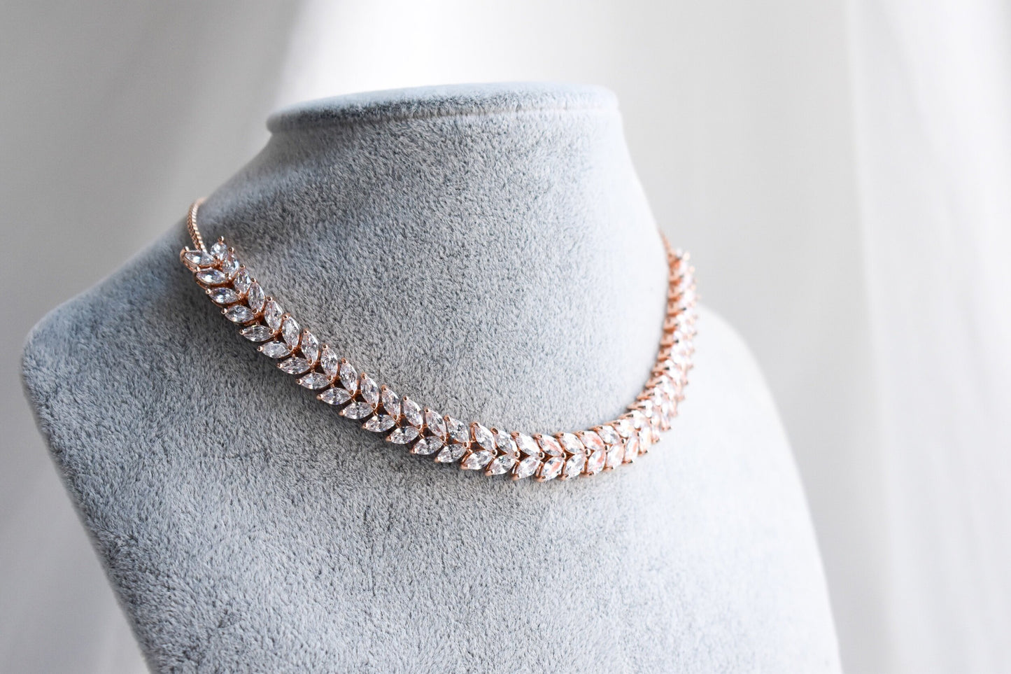 ‘Diana’ Rose Gold American Diamond Choker