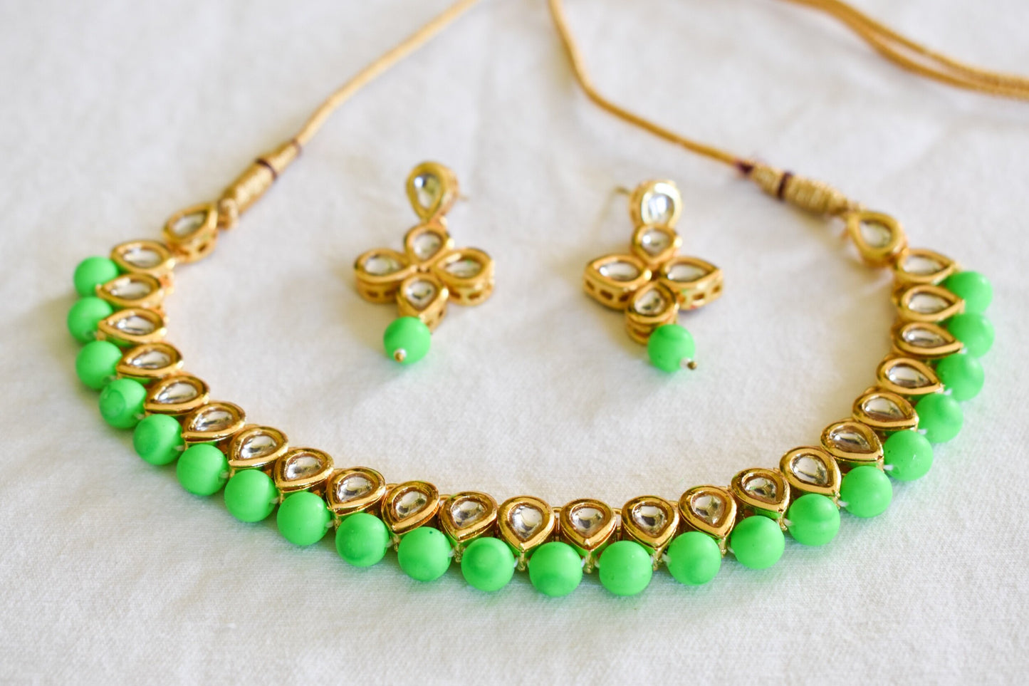 ‘Passionate’ Kundan Set - Lime Green