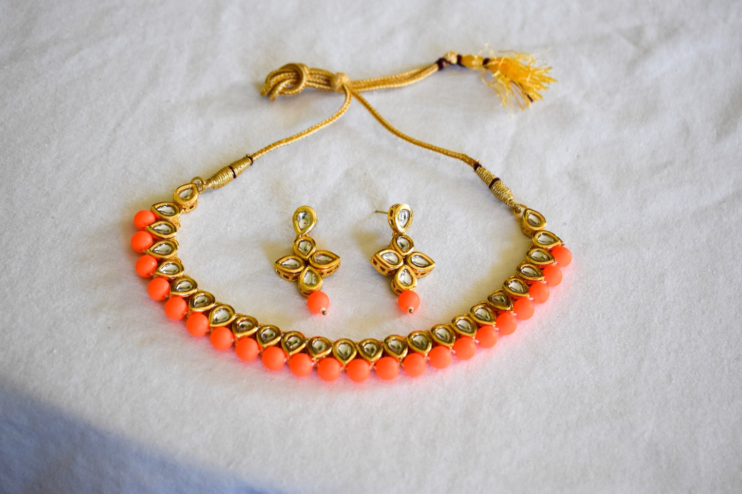 ‘Passionate’ Kundan Set - Orange