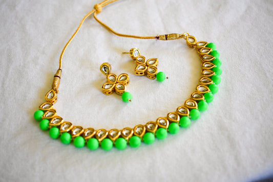 ‘Passionate’ Kundan Set - Lime Green