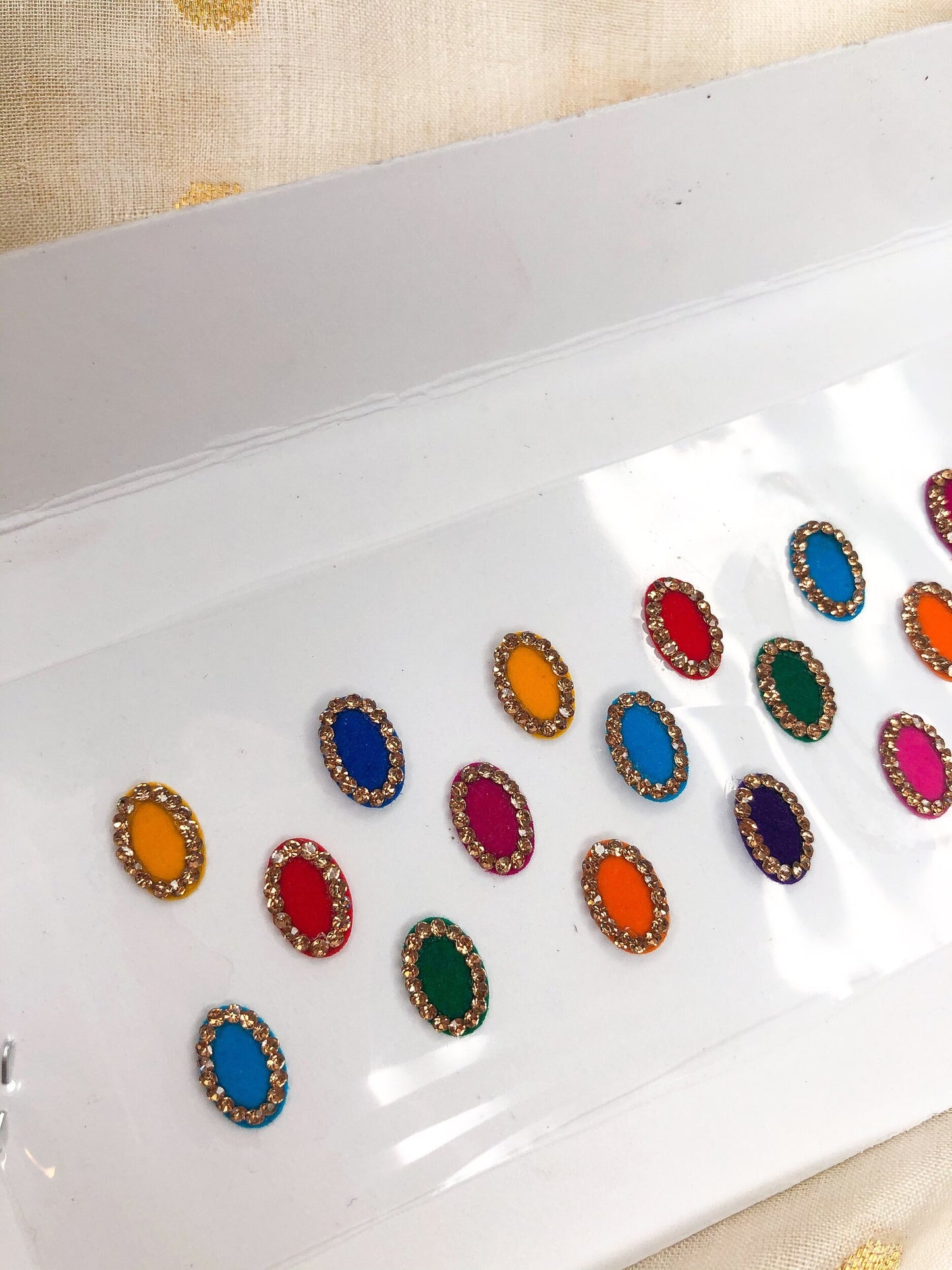 Multicolour Oval Glitter Bindis 23 Pack