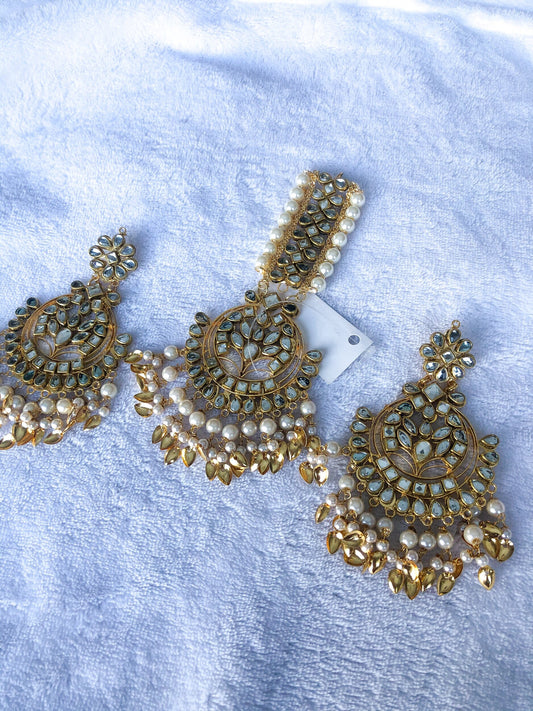 ‘Neet’ Kundan Pipal Patti Tikka Set - Gold