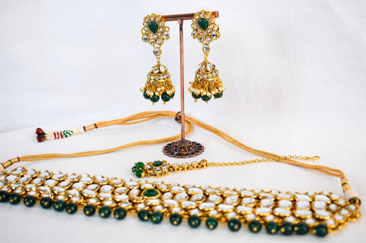 ‘Mahi’ Kundan Full Set - Dark Green