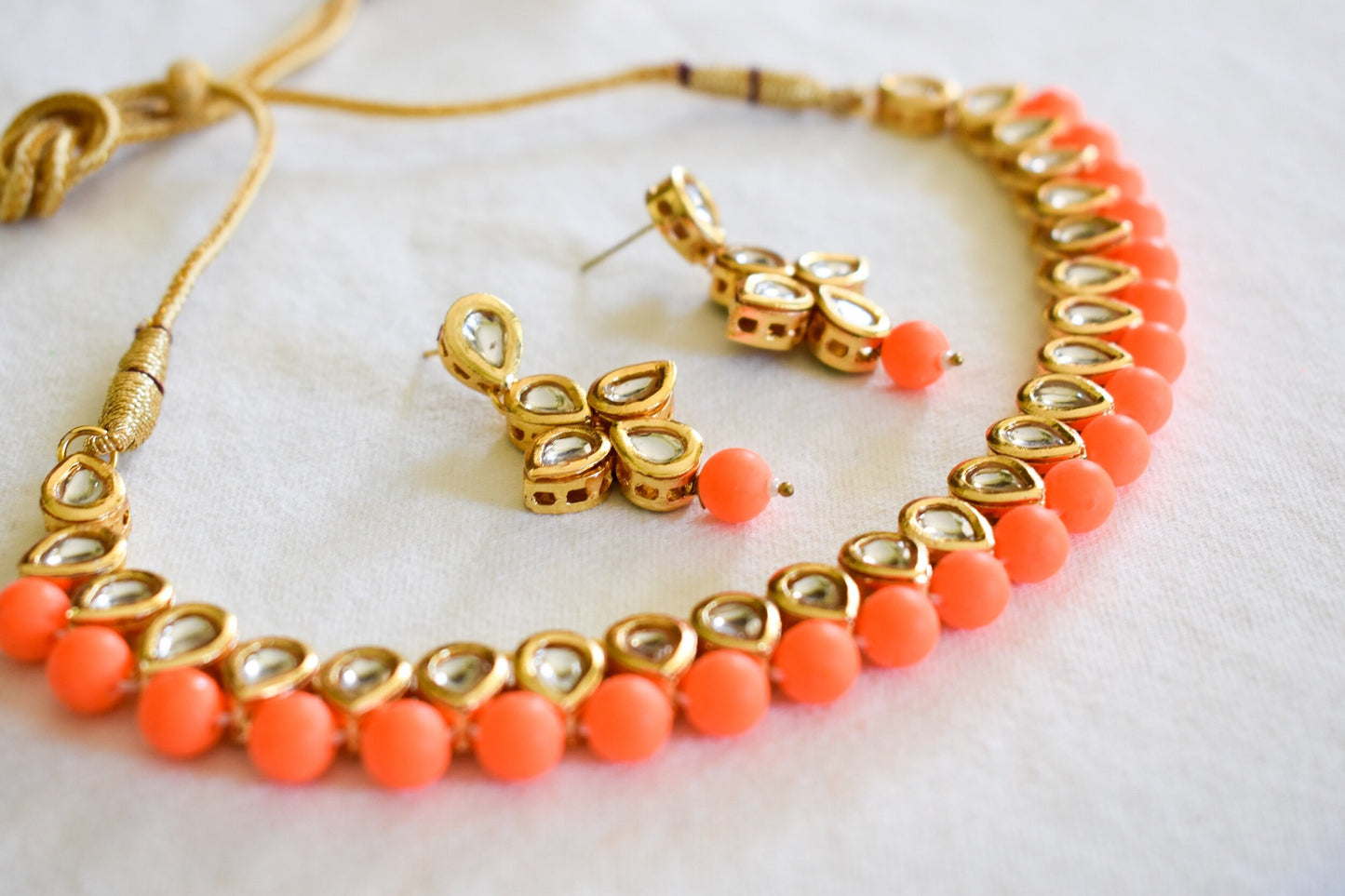 ‘Passionate’ Kundan Set - Orange