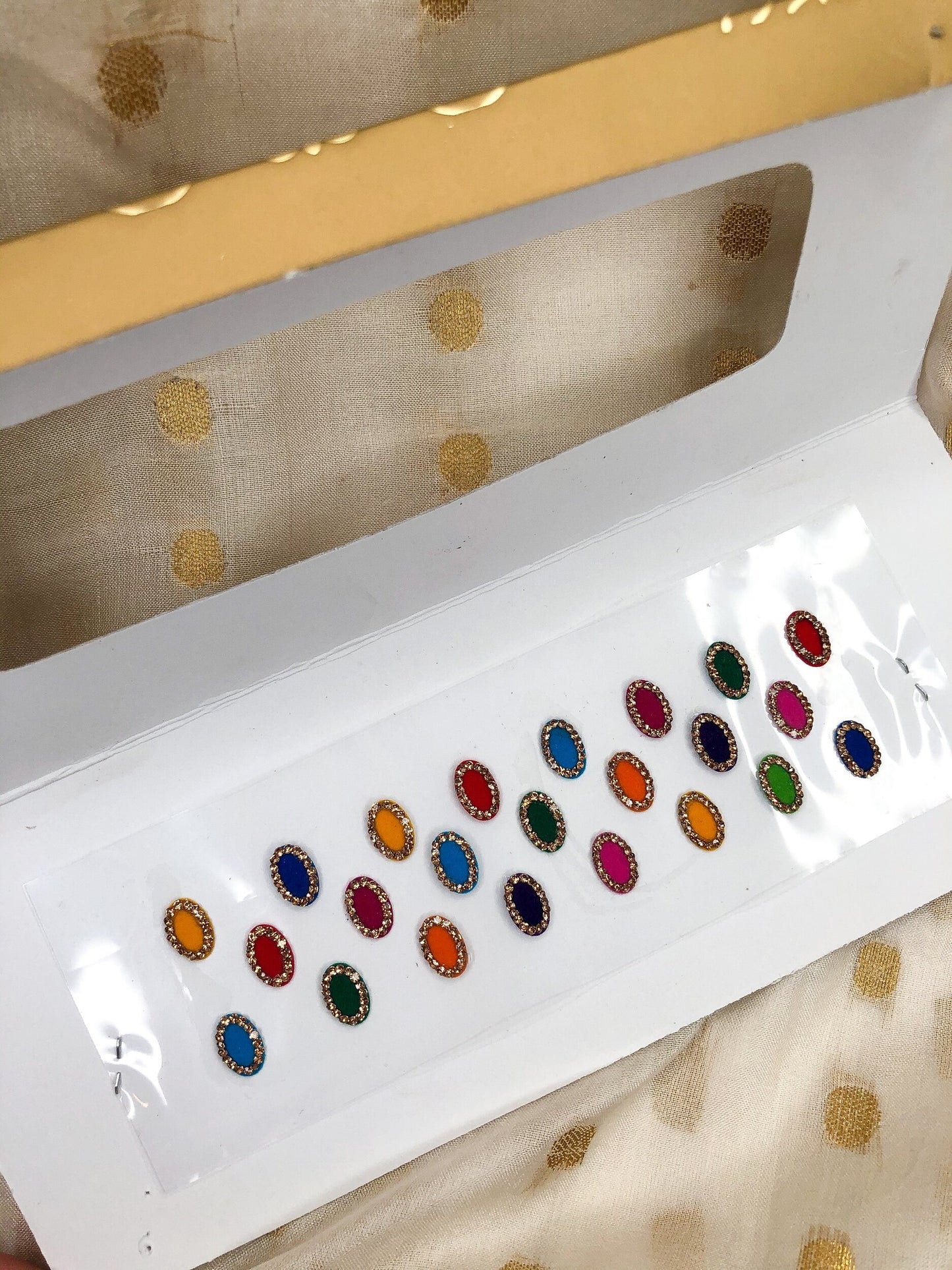 Multicolour Oval Glitter Bindis 23 Pack