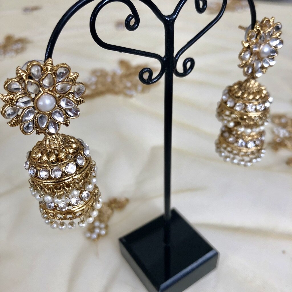 'Deep' Stacked Kundan Jhumkis