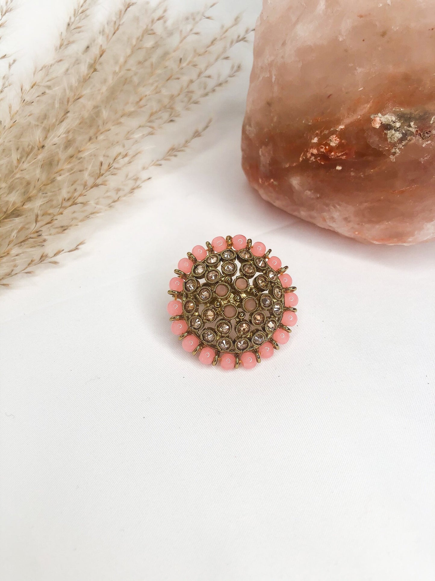 Dusty Rose Polki Ring