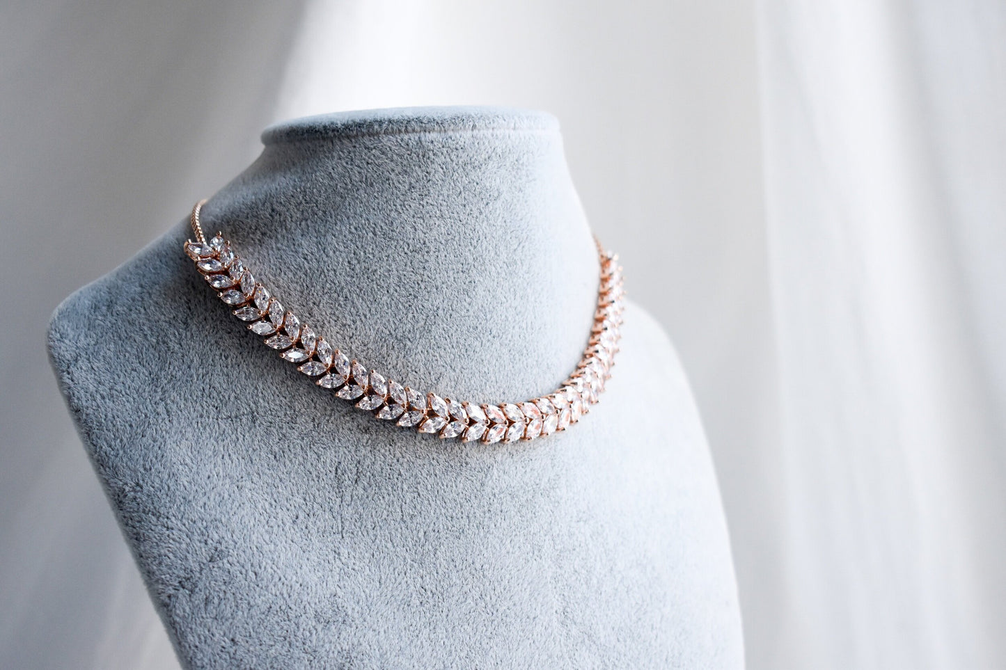 ‘Diana’ Rose Gold American Diamond Choker