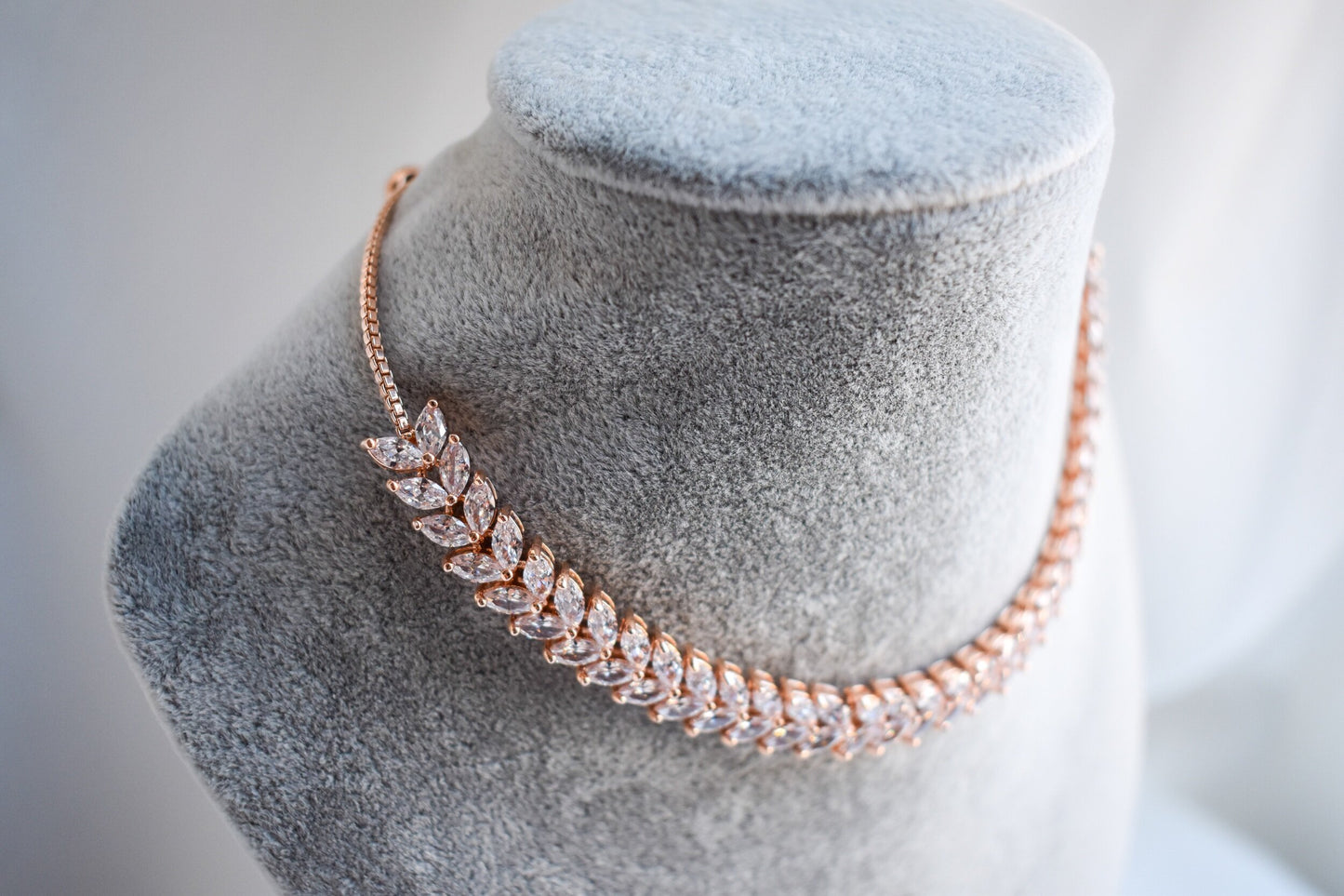 ‘Diana’ Rose Gold American Diamond Choker