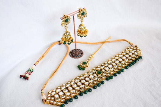 ‘Mahi’ Kundan Full Set - Dark Green