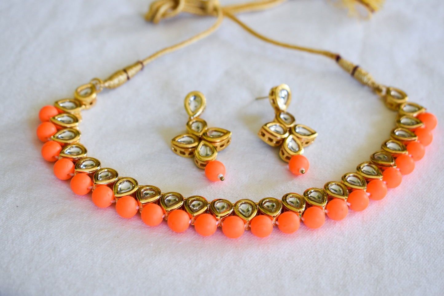 ‘Passionate’ Kundan Set - Orange