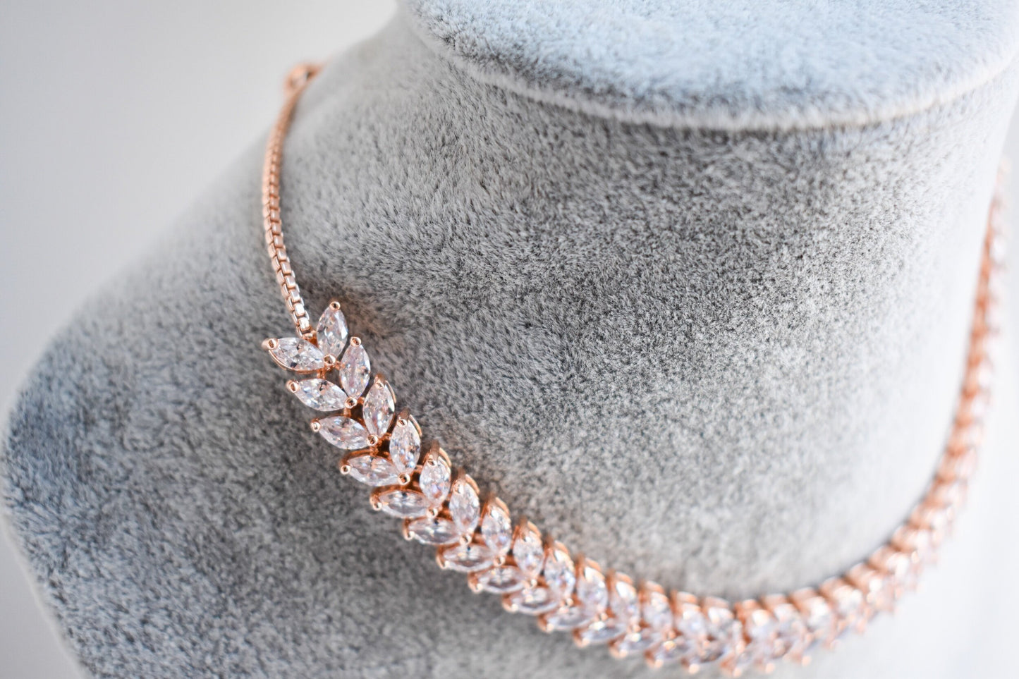 ‘Diana’ Rose Gold American Diamond Choker