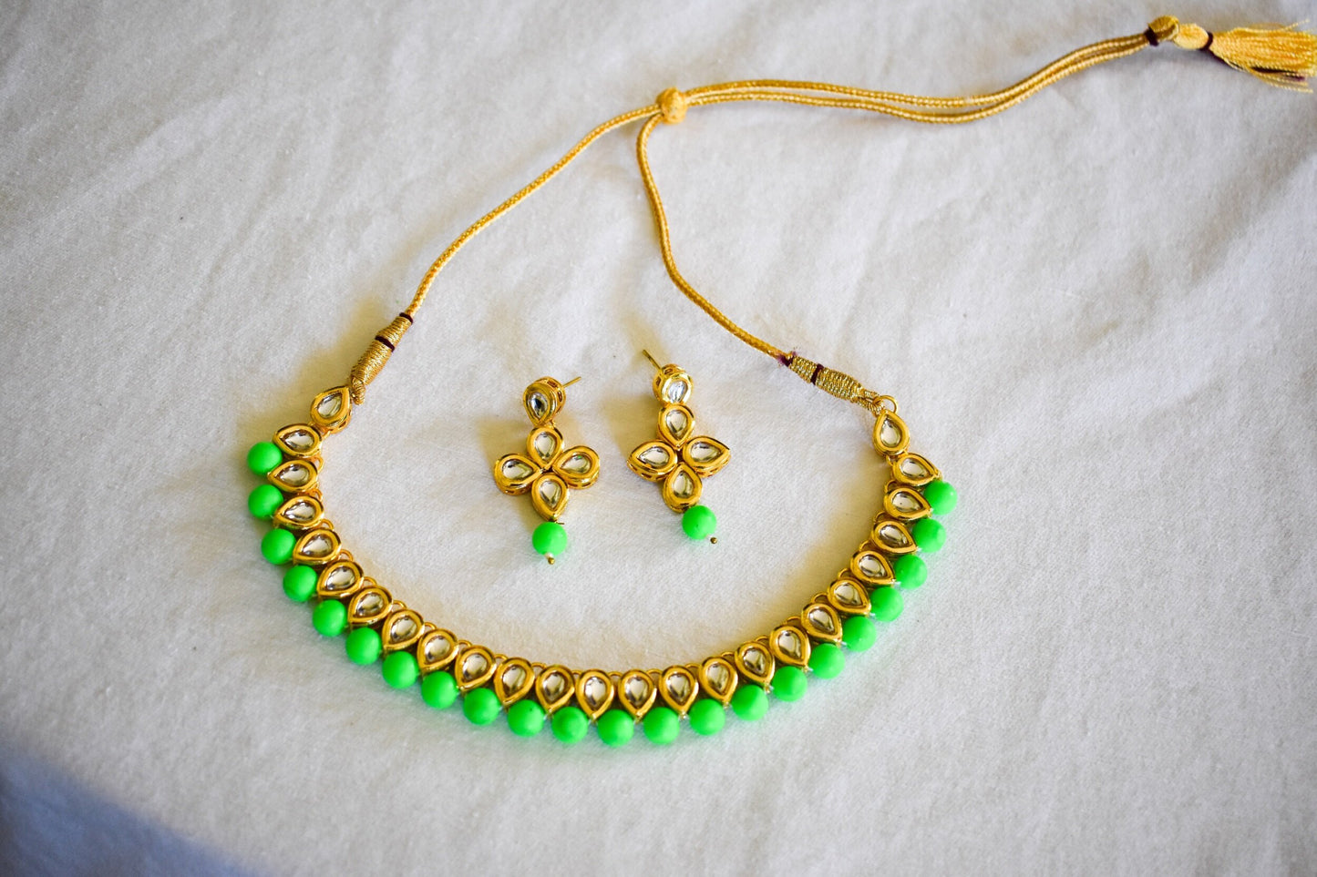 ‘Passionate’ Kundan Set - Lime Green