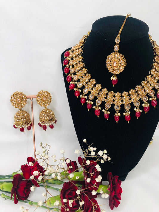 ‘Living Lavish’ Red Polki Full Set