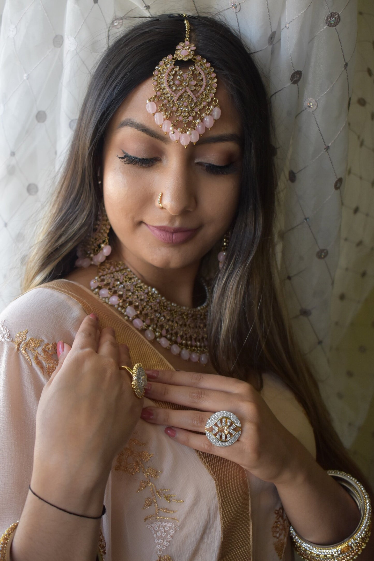‘Alaya’ Polki Full Set - Pink