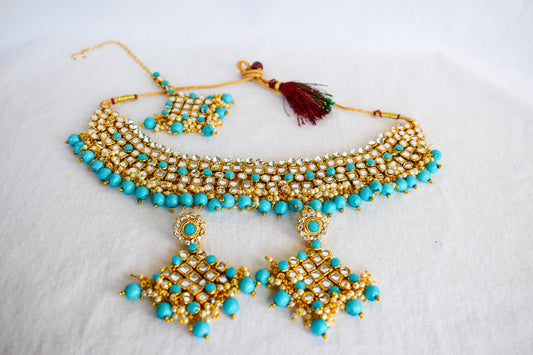 ‘Sanjana’ Kundan Set - Sky Blue
