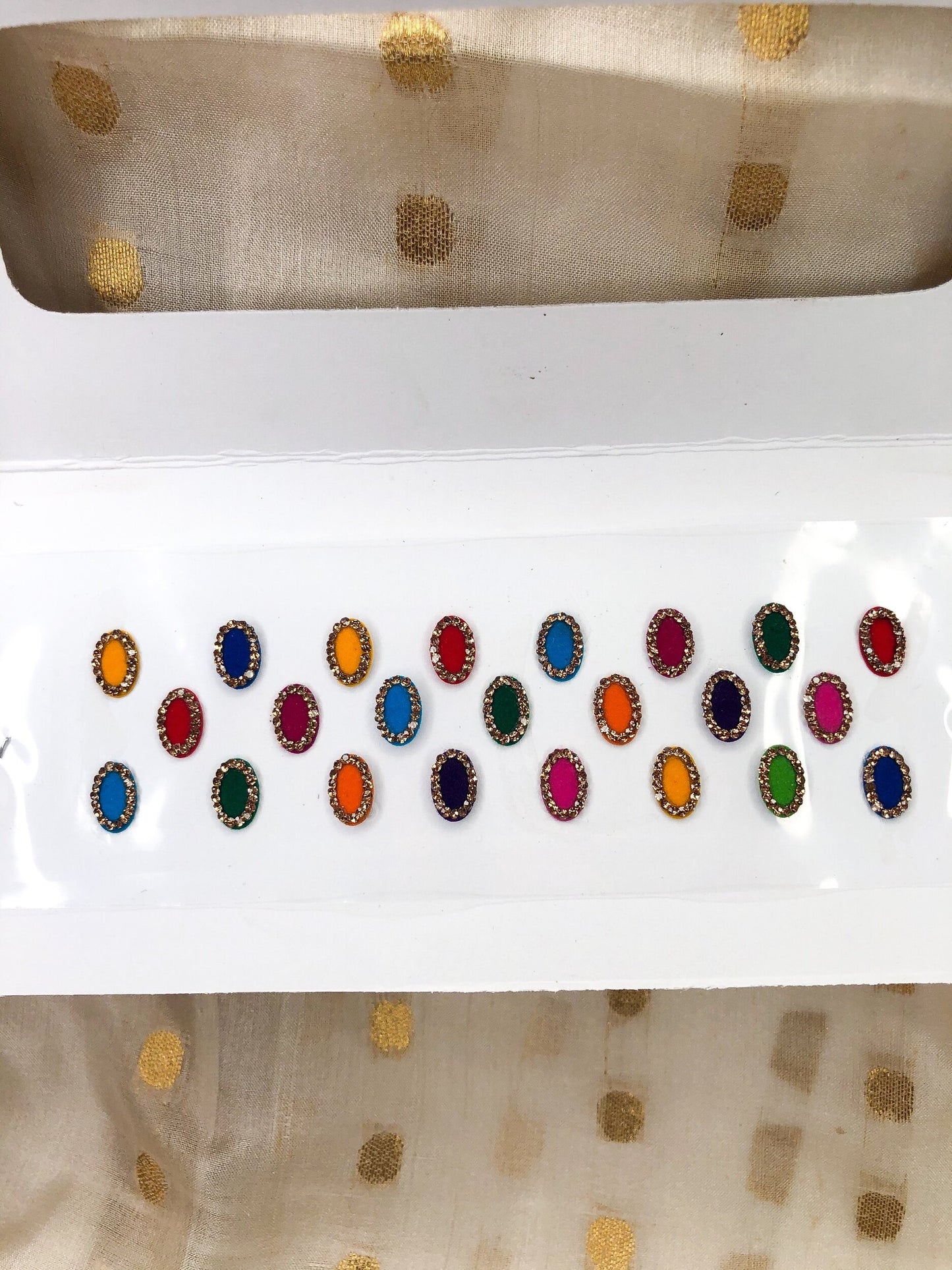 Multicolour Oval Glitter Bindis 23 Pack