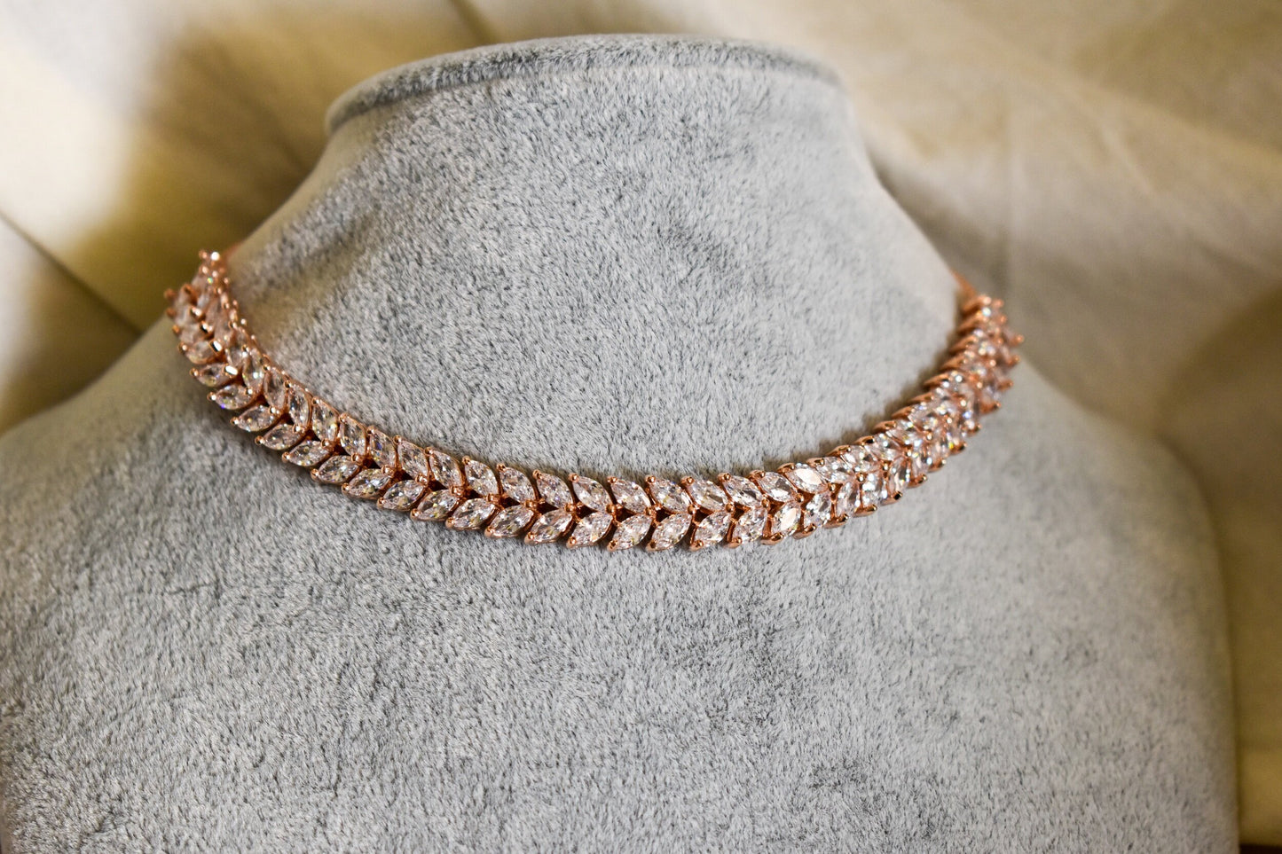 ‘Diana’ Rose Gold American Diamond Choker