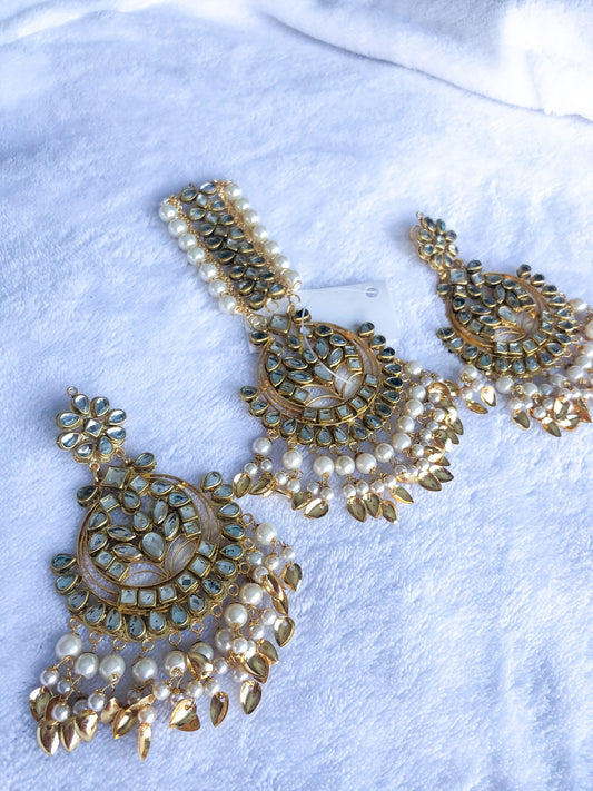 ‘Neet’ Kundan Pipal Patti Tikka Set - Gold