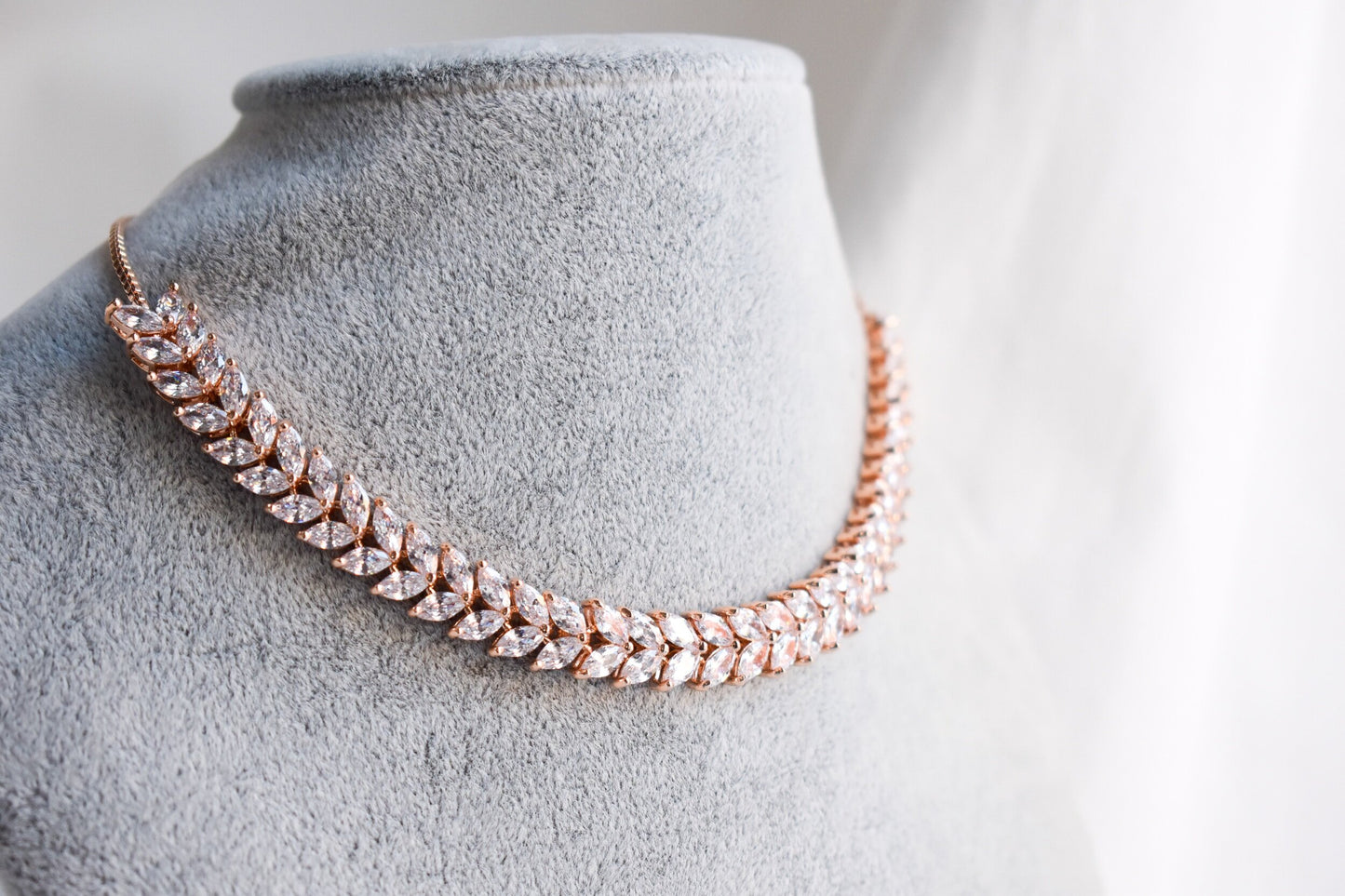 ‘Diana’ Rose Gold American Diamond Choker