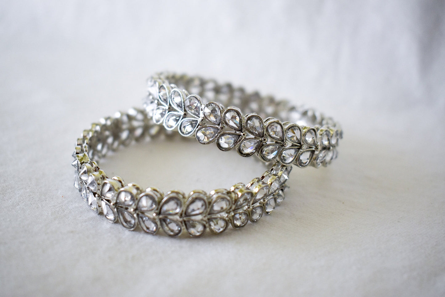 ‘Silver Leaf’ Polki Bangles