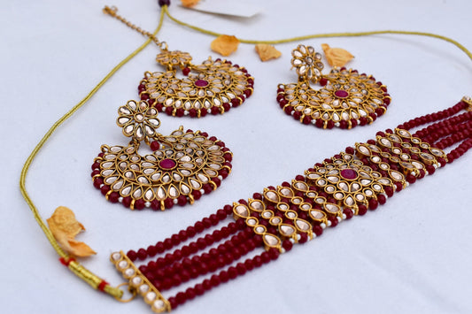‘Sonali’ Choker Set - Maroon