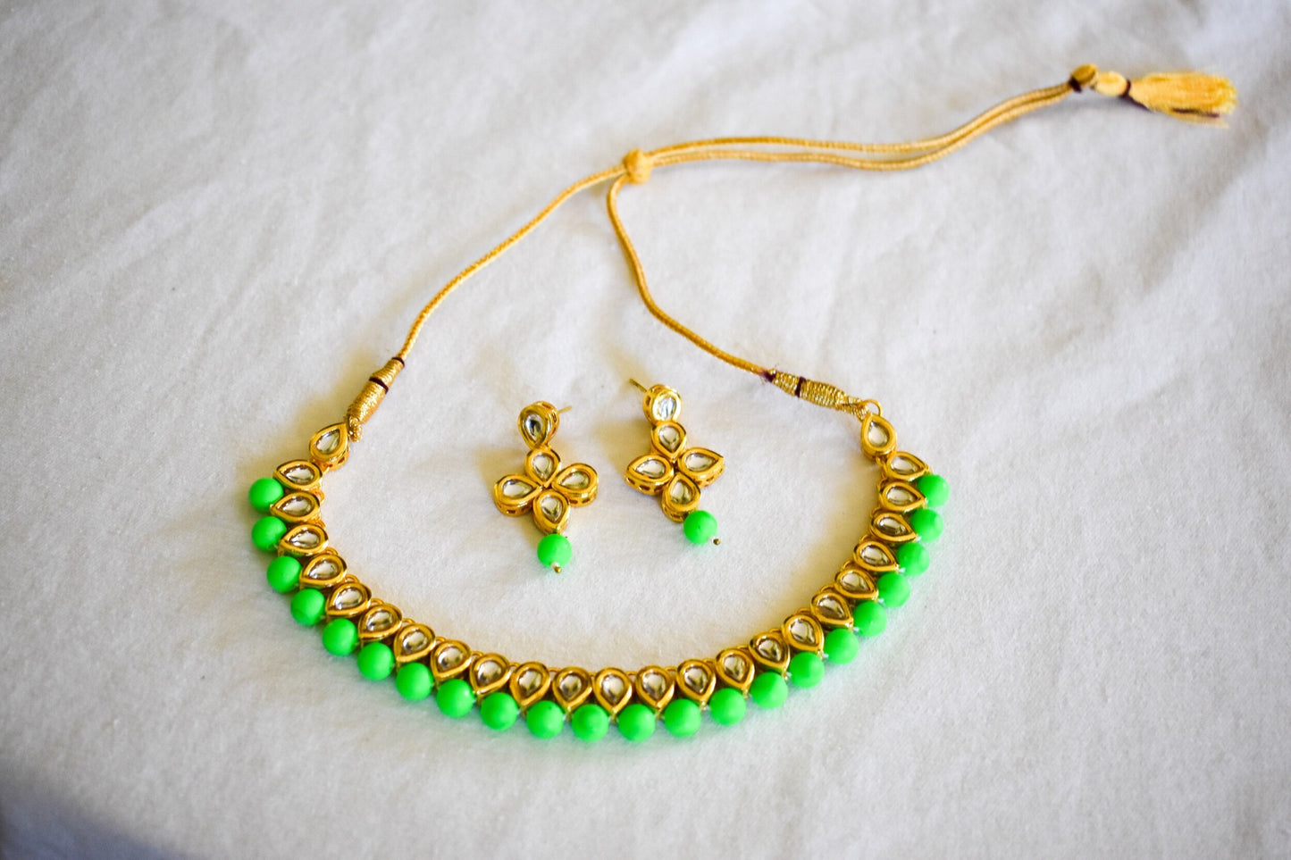 ‘Passionate’ Kundan Set - Lime Green