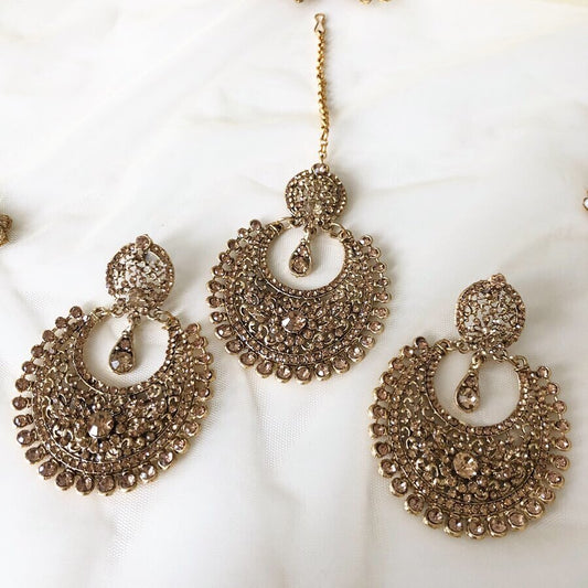 'Taara' Deep Gold Oversized Tikka Set