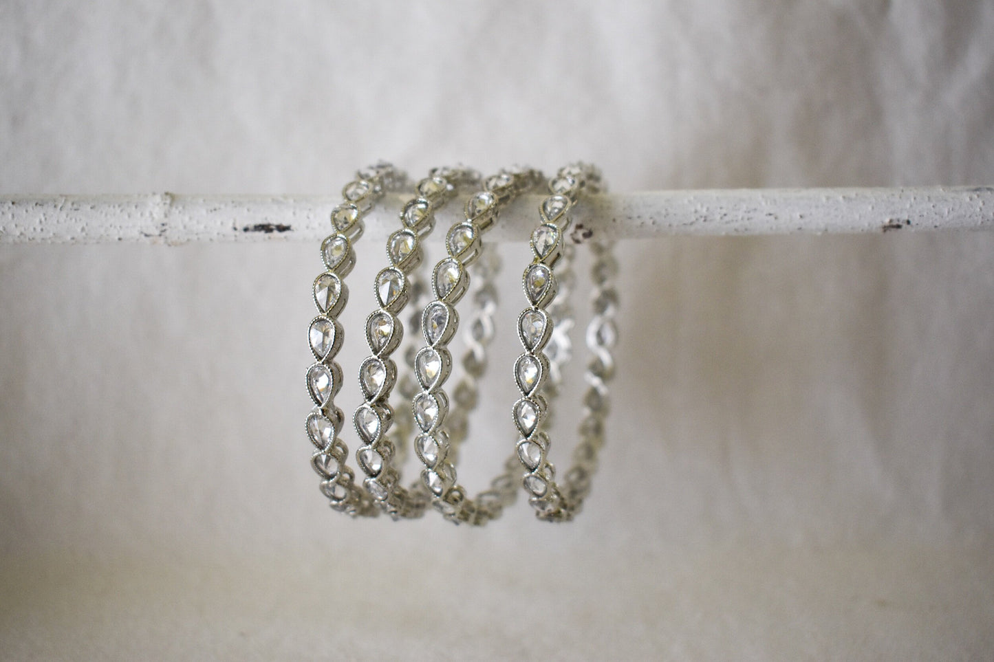 ‘Teardrop’ in Silver Polki Bangles