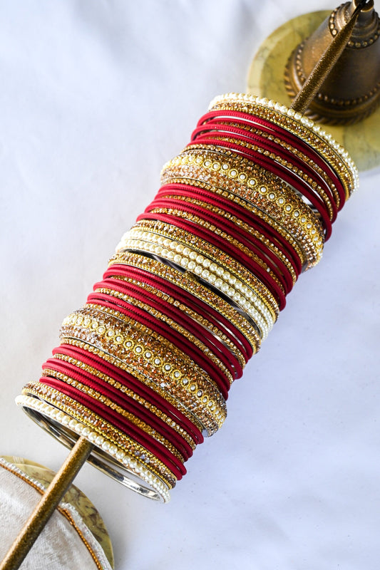 ‘Stargazing’ Bangle Set - Maroon