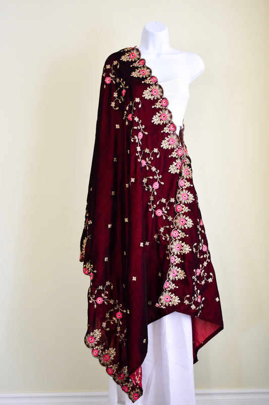Velvet Shawl - Wine