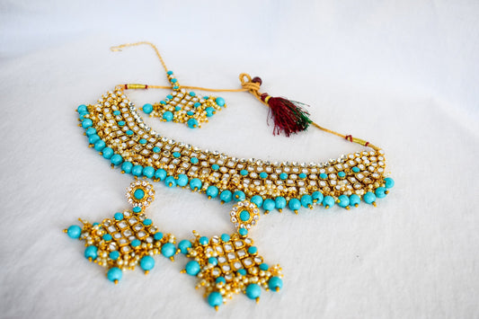‘Sanjana’ Kundan Set - Sky Blue