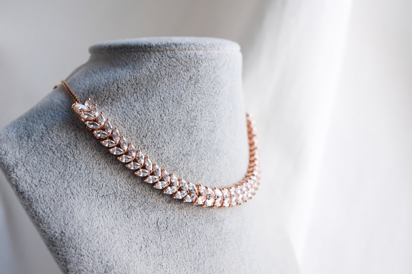 ‘Diana’ Rose Gold American Diamond Choker